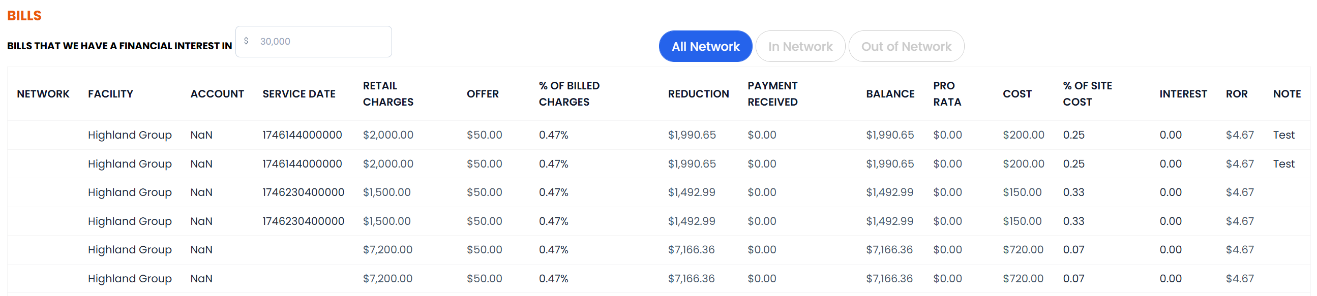 Bills Details