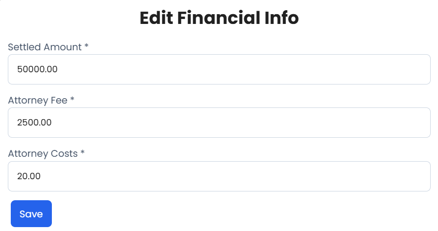 Edit Financial Info